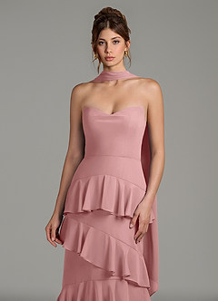 Azazie Imani Bridesmaid Dresses Dusty Rose A-Line Ruched Chiffon Dress image2