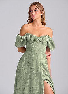 Azazie Mirian Robes de demoiselle d'honneur Robe Trapèze en Blumen-Burnout Encolure en Forme de Cœur Agave image2