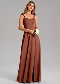 Azazie Everett Bridesmaid Dresses Clay A-Line Stretch Satin Dress image1