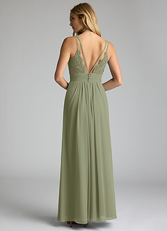 Azazie Maren Allure Bridesmaid Dresses Pistachio A-Line V-Neck Lace Chiffon Dress image5
