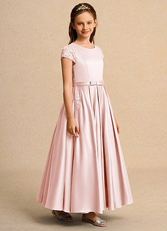 Azazie Bunny Girl vestidos de niña de las flores Vestido de Rosa Rubor de Encaje de Princesa image5