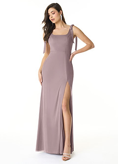 Azazie Wanda Final Sale Dusk Sheath Bow Mesh Convertible Dress image1