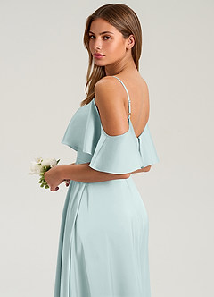 Azazie Jean Bridesmaid Dresses Mist A-Line Off the Shoulder Stretch Satin Dress image7