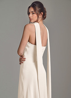 Azazie Ilana Jurken voor bruidsmeisjes Jurk van Chiffon met A-lijn Strapless Wit Albast image6