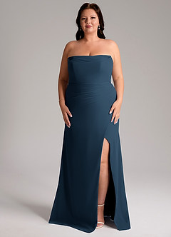 Azazie Leonis Bridesmaid Dresses Dark Navy Sheath Strapless Chiffon Convertible Dress image11