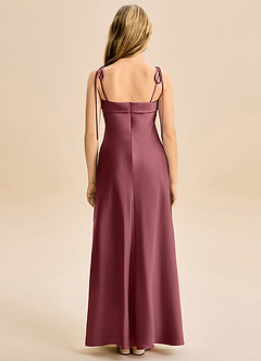 Azazie Willa Junior Desert Rose A-Line Bow Stretch Satin Dress image6