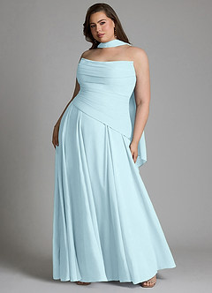 Azazie Gabriela Bridesmaid Dresses Cloud Blue A-Line Corset Chiffon Dress image13