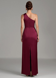 Azazie Zahira Brautjungfernkleider Etui One-Shoulder Stretch-Satin Kleid Burgunderrot image2