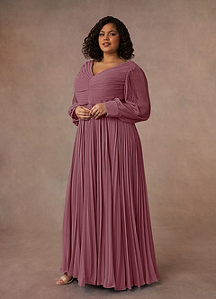 Azazie Zina Mother of the Bride Dresses Vintage Mauve A-Line Pleated Chiffon Dress image9