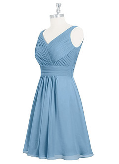Azazie Grace Bridesmaid Dresses Steel Blue A-Line Pleated Chiffon Dress image9