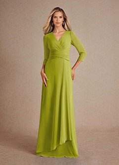 Azazie Mayfield Mère de la mariée Robes Robe Trapèze en Mousseline de soie Plissée Citronnelle image1