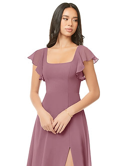 Azazie Bondi Bridesmaid Dresses Vintage Mauve A-Line Ruched Chiffon Dress image6