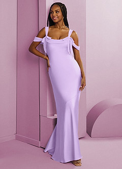 Barbie ♥ Azazie Bridesmaid Dresses Lilac Sheath Pleated Stretch Satin Dress image10