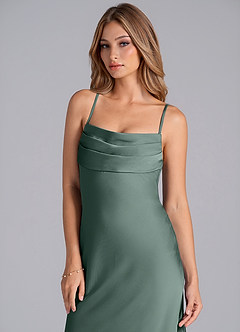 Azazie Seema Bridesmaid Dresses Sea Moss Mermaid Corset Stretch Satin Dress image2