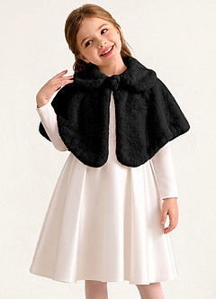 front Flower Girl Faux Fur Collared Cape