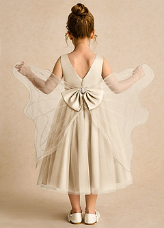 Azazie Pear Flower Girl Dresses Champagne Ball-Gown Bow Tulle Dress image1