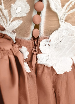 Azazie Sundae Blumenmädchenkleider Ballkleid Spitze Kleid Bronzer image8