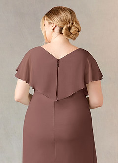 Azazie Julia Mother of the Bride Dresses Espresso Sheath V-Neck Pleated Chiffon Dress image14
