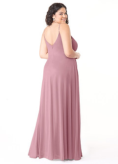 Azazie Evalin Final Sale Vintage Mauve A-Line V-Neck Pleated Mesh Dress image10