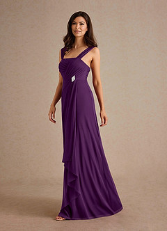 Azazie Clinton Mother of the Bride Dresses Grape A-Line Pleated Mesh Dress image6
