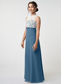 Azazie Rana Junior Robe Trapèze en Mousseline de soie Dentelle Bermude image3