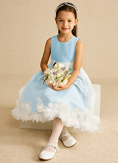 Azazie Stardust Flower Girl Dresses Sky Blue A-Line Sleeveless Organza Dress image2