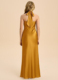 Azazie Chickie Junior Etui Plissee Stretch-Satin Kleid Butterscotch image2