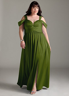 Azazie Lianne Bridesmaid Dresses Juniper A-Line Off the Shoulder Stretch Satin Dress image9