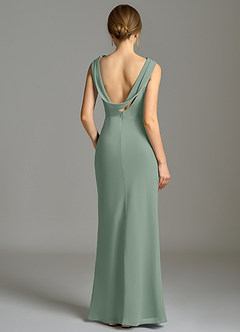 Azazie Kieryn Robes de demoiselle d'honneur Robe Sirène en Mousseline de soie Plissée Sauge D'argent image2