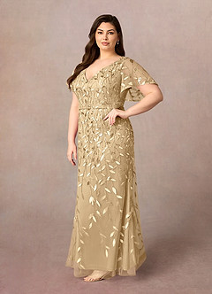 Upstudio Petaluma Venta Final Vestido de Champán de Lentejuelas de Sirena con Cuello en V de lentejuelas image7