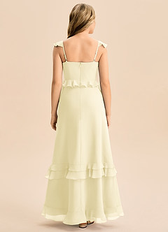 Azazie Tavie Junior Lemon Sorbet A-Line Ruched Chiffon Dress image2