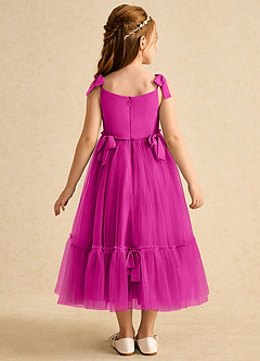 Azazie Jaci Blumenmädchenkleider A-Linie Spaghetti Riemen Chiffon Kleid Fuchsia image5