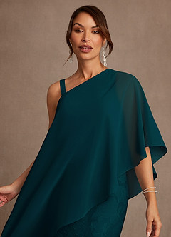 Azazie Wilma Mère de la mariée Robes Robe Fourreau en Blumen-Burnout Une épaule Vert Pin image5