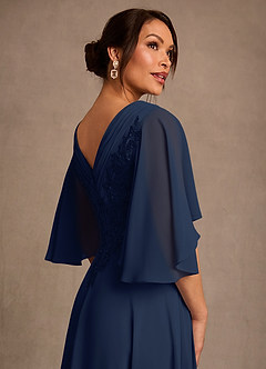 Azazie Tilda Mother of the Bride Dresses Dark Navy A-Line Lace Chiffon Dress image4