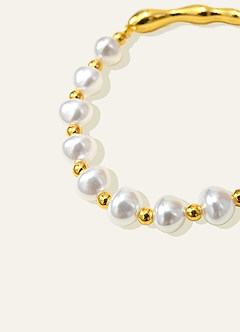 front Organic Gold & Pearl Bracelet