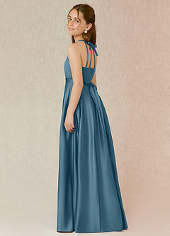 Azazie Arianthe Junior Bermuda A-Line with Pockets Stretch Satin Dress image3