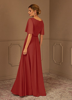 Azazie Tricia Mother of the Bride Dresses Terracotta A-Line V-Neck Pleated Chiffon Dress image3