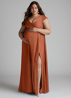 Azazie Allessia Brautjungfernkleider für Schwangere A-Linie Plissee Stretch-Satin Bodenlänge Kleid image11