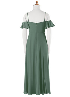Azazie Juna Junior Eucalyptus A-Line Off the Shoulder Chiffon Dress image7