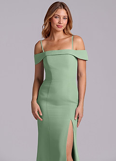 Azazie Luciana Bridesmaid Dresses Matcha Sheath Off the Shoulder Chiffon Convertible Dress image7