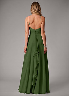 Azazie Amalia Bridesmaid Dresses Olive A-Line Pleated Chiffon Dress image6