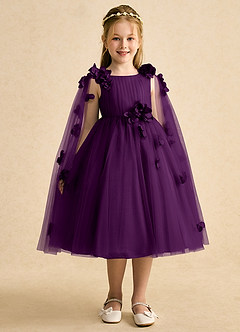 Azazie Staria Flower Girl Dresses Grape Ball-Gown Ruched Tulle Dress image6