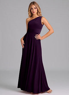 Azazie Dallas Robes de demoiselle d'honneur Robe Trapèze en velours Ue épaule Grain De Raisin image1