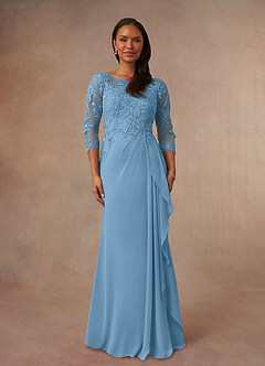 Azazie Calanthe Mother of the Bride Dresses Steel Blue A-Line Scoop Chiffon Dress image1