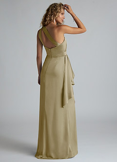 Azazie Maive Robes de demoiselle d'honneur Robe Fourreau en Satin extensible Rayé Vert Mousse image10
