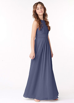 Azazie Bonnie Junior Stormy A-Line Pleated Chiffon Dress image2