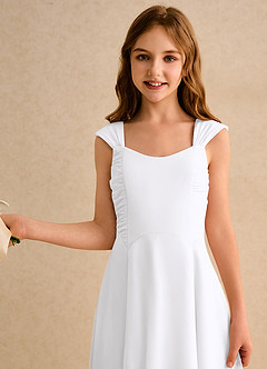 Azazie Oasis Girls Formal Venta Final Vestido de Blanco de Gasa de Corte en A con Plisado image6