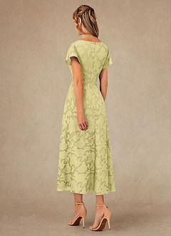 Azazie Vera Mother of the Bride Dresses Lemon Sorbet A-Line Pleated Floral Burnout Dress image3