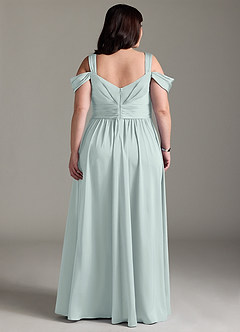 Azazie Lianne Bridesmaid Dresses Mist A-Line Off the Shoulder Stretch Satin Dress image10