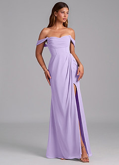 Azazie Johana Robes de demoiselle d'honneur Robe Sirène Convertible en Mousseline de soie Épaules dénudées Lilas image6
